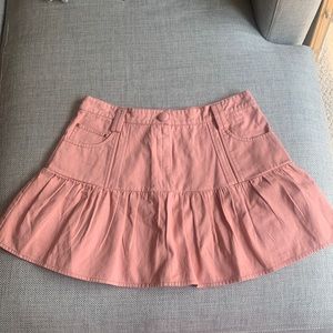 LoveShackFancy pink denim pleated skirt